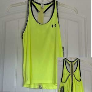 Under Armour UA Knockout Logo Racerback Tank Xray Yellow Girl's Sz XL NWT